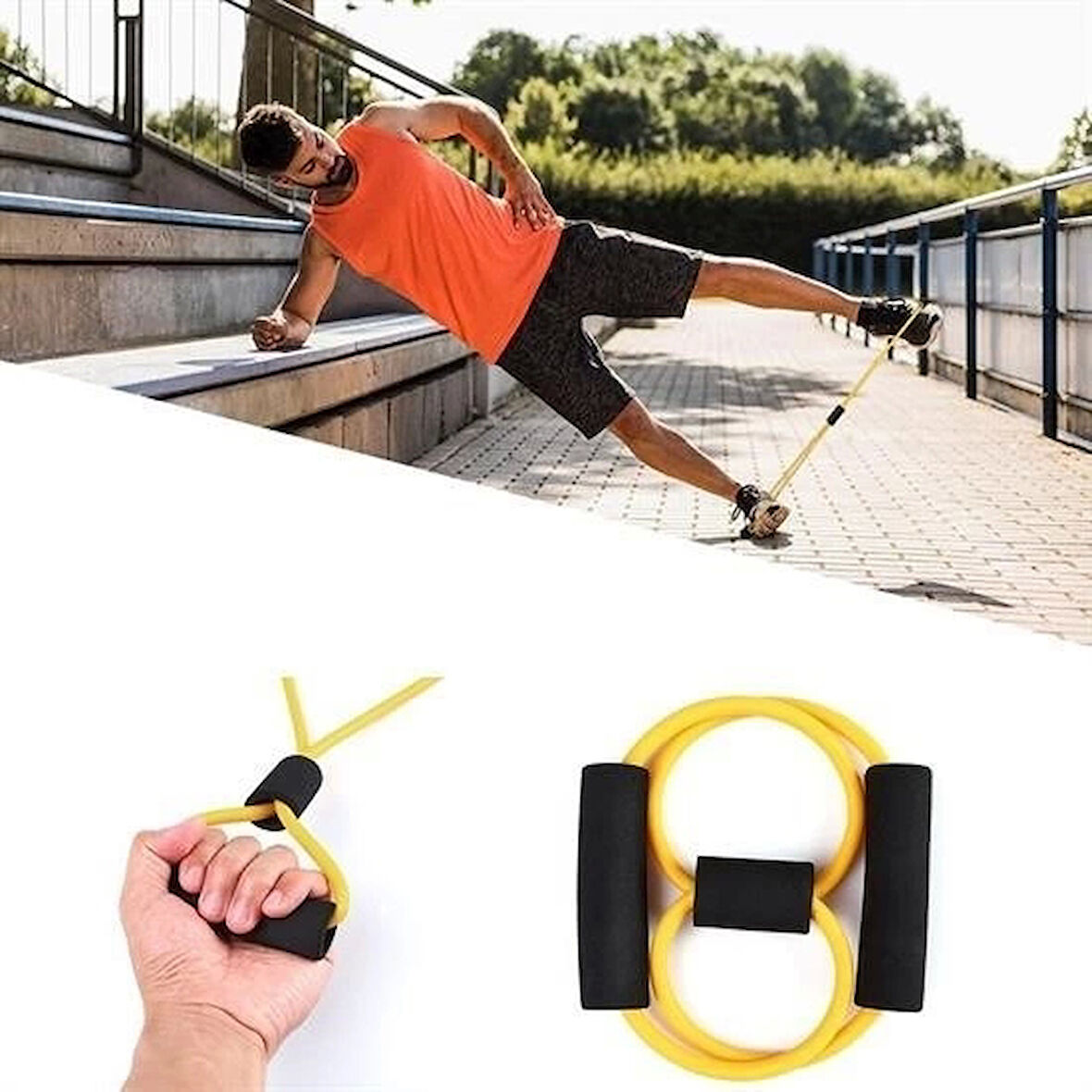 heyf HEYF® 8 Şeklinde Direnç Bandı Yoga Plates Ve Vücut Geliştirme Egzersiz Bandı
