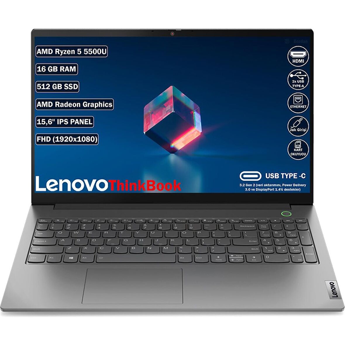 Lenovo Thinkbook 15 Gen 3 21A40038TXBT4 Dahili Ekran Kartı AMD Radeon Graphics Ryzen 5 5500U 40 GB DDR4 256 GB 15.6 inç Full HD Freedos Notebook Dizüstü Bilgisayar