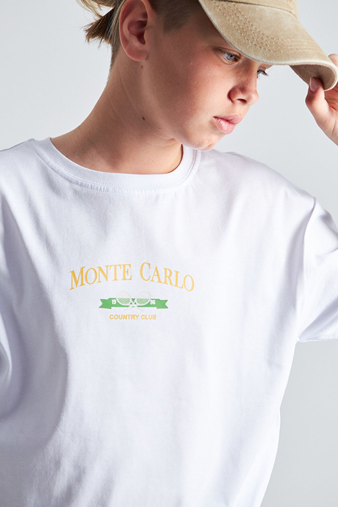 Monte Carlo Country Club Baskılı %100 Pamuk Erkek Oversize Çocuk Tişört
