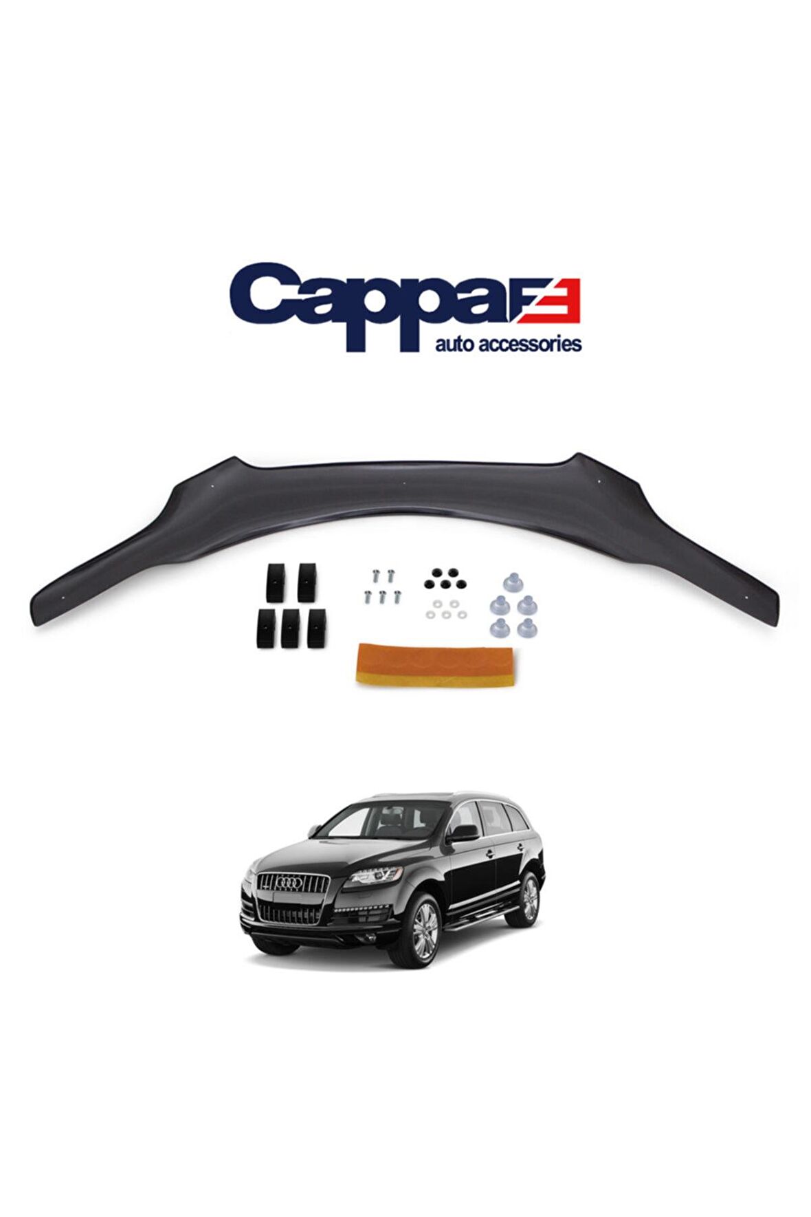 Audi Q7 Ön Kaput Koruyucu Rüzgarlığı 4mm Akrilik (abs) Piano Black 2005-2015