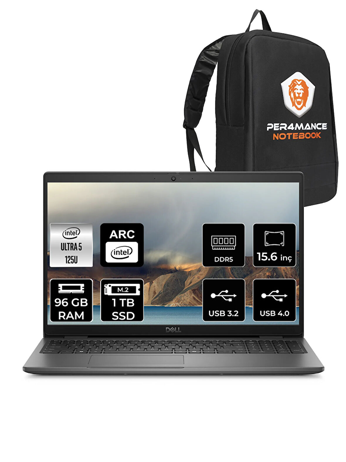 DELL Latitude 3550 Ultra 5 125U 96GB 1TB SSD 15.6'' FHD FDOS Taşınabilir Bilgisayar & PER4 ÇANTA