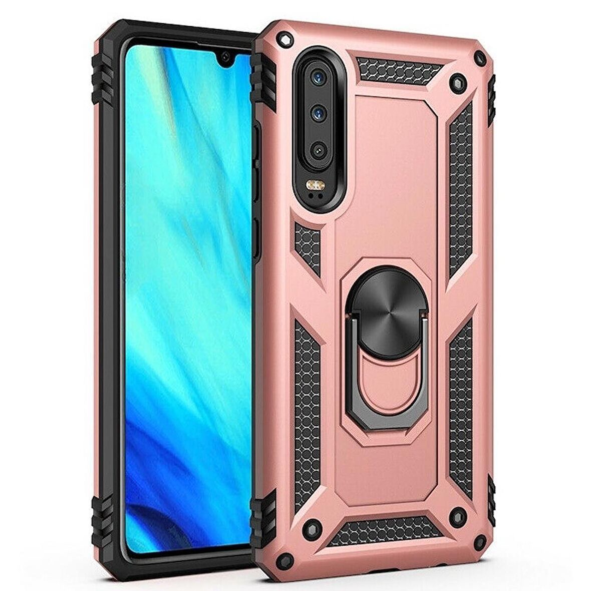 Gpack Huawei P Smart Pro 2019 Kılıf Vega Standlı Yüzüklü MıknatıslıNano Glass
