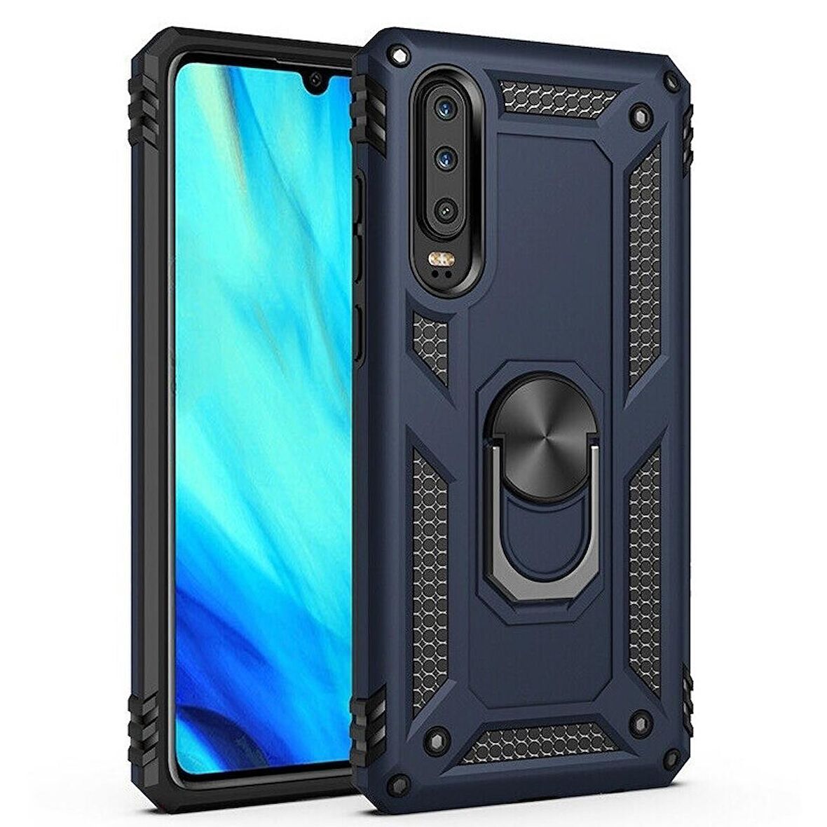 Gpack Huawei P Smart Pro 2019 Kılıf Vega Standlı Yüzüklü MıknatıslıNano Glass