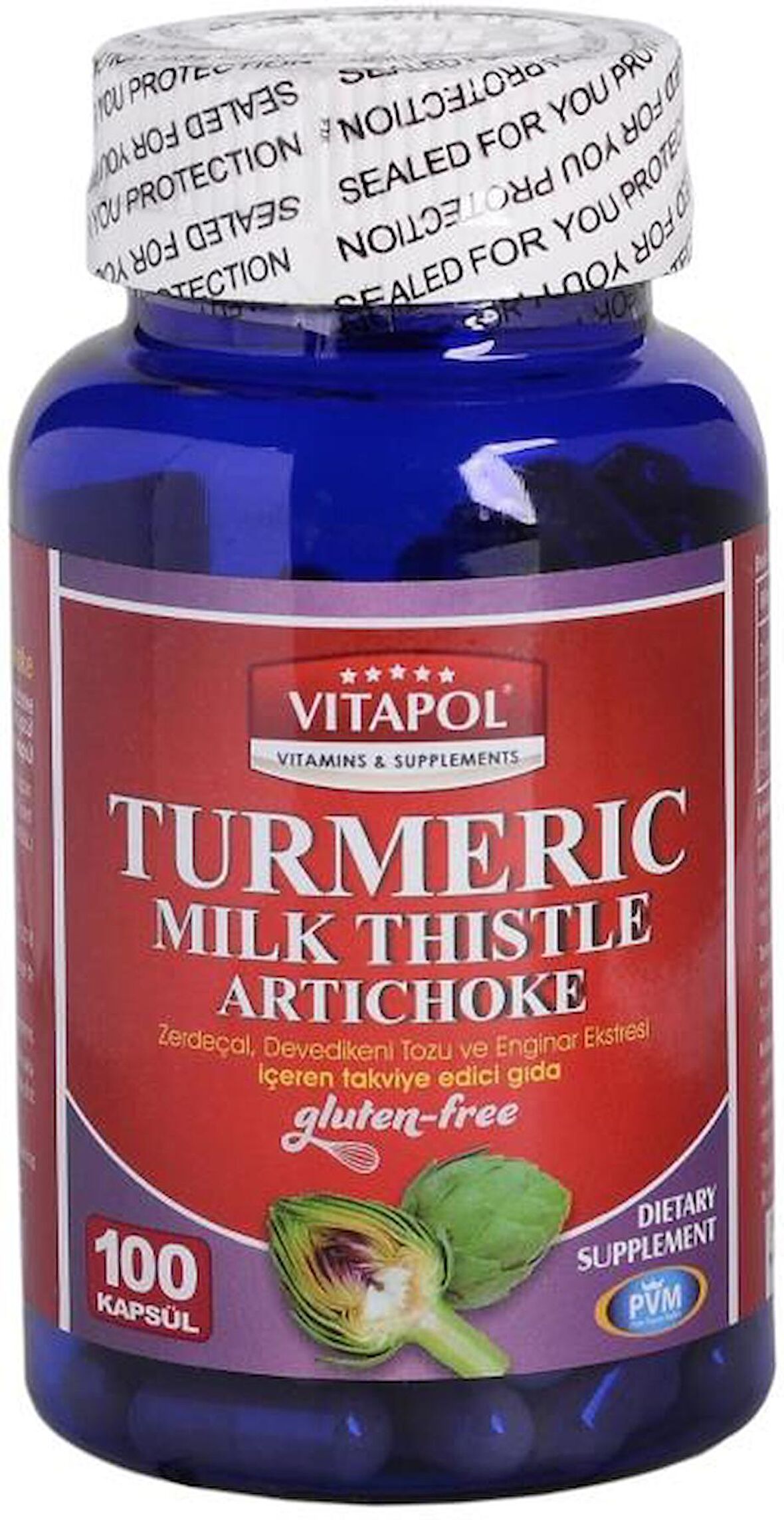 Vitapol Zerdeçal Deve Dikeni Enginar 100 Kapsül Turmeric Milk Thistle Artichoke 