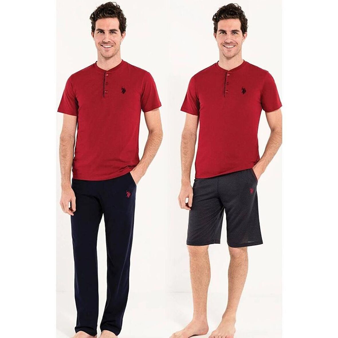 U.S. Polo Assn. Erkek 3lü Pijama Takımı Bordo