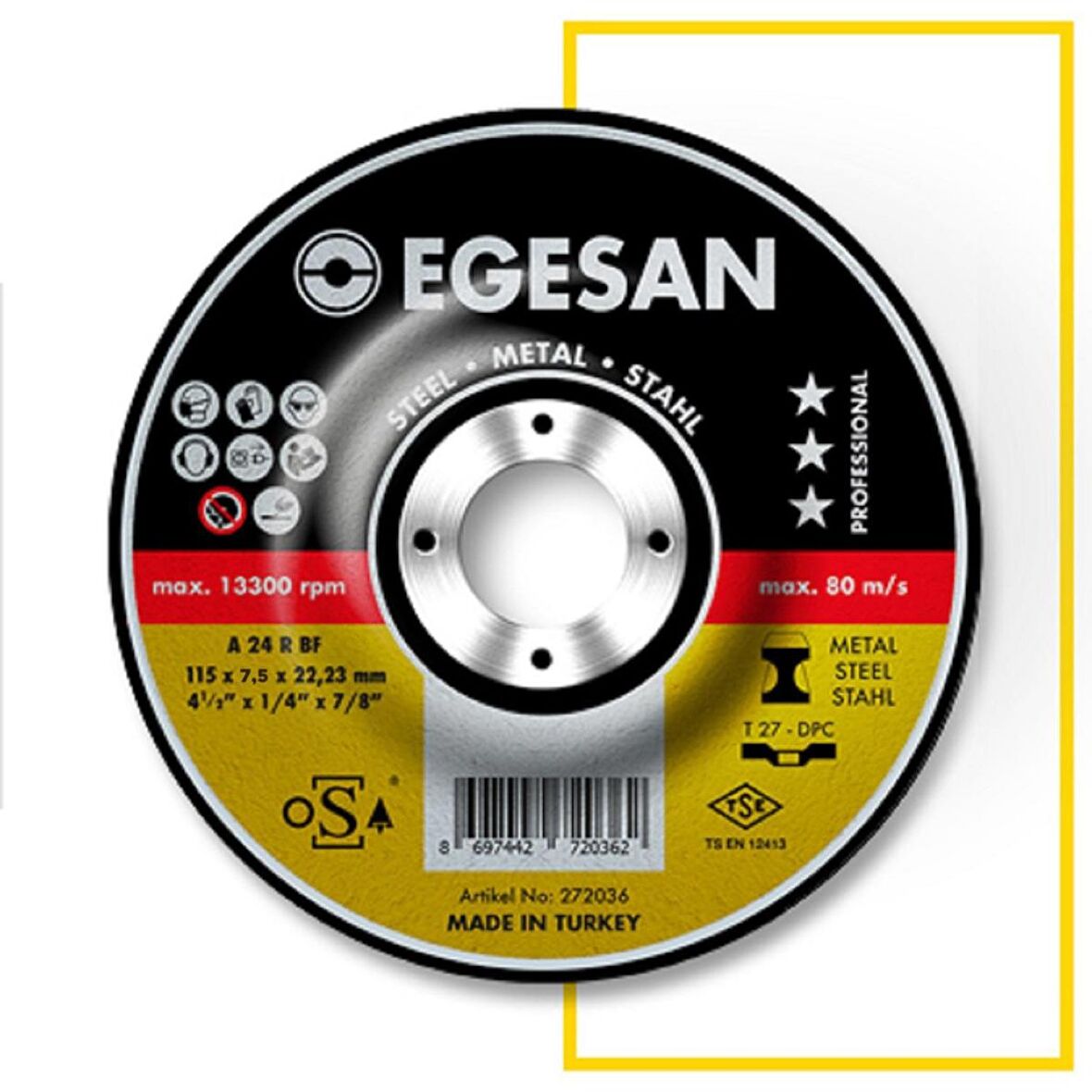 Egesan 180*7,5*22,23 Pro Serisi Metal Taşlama Taşı - 590296