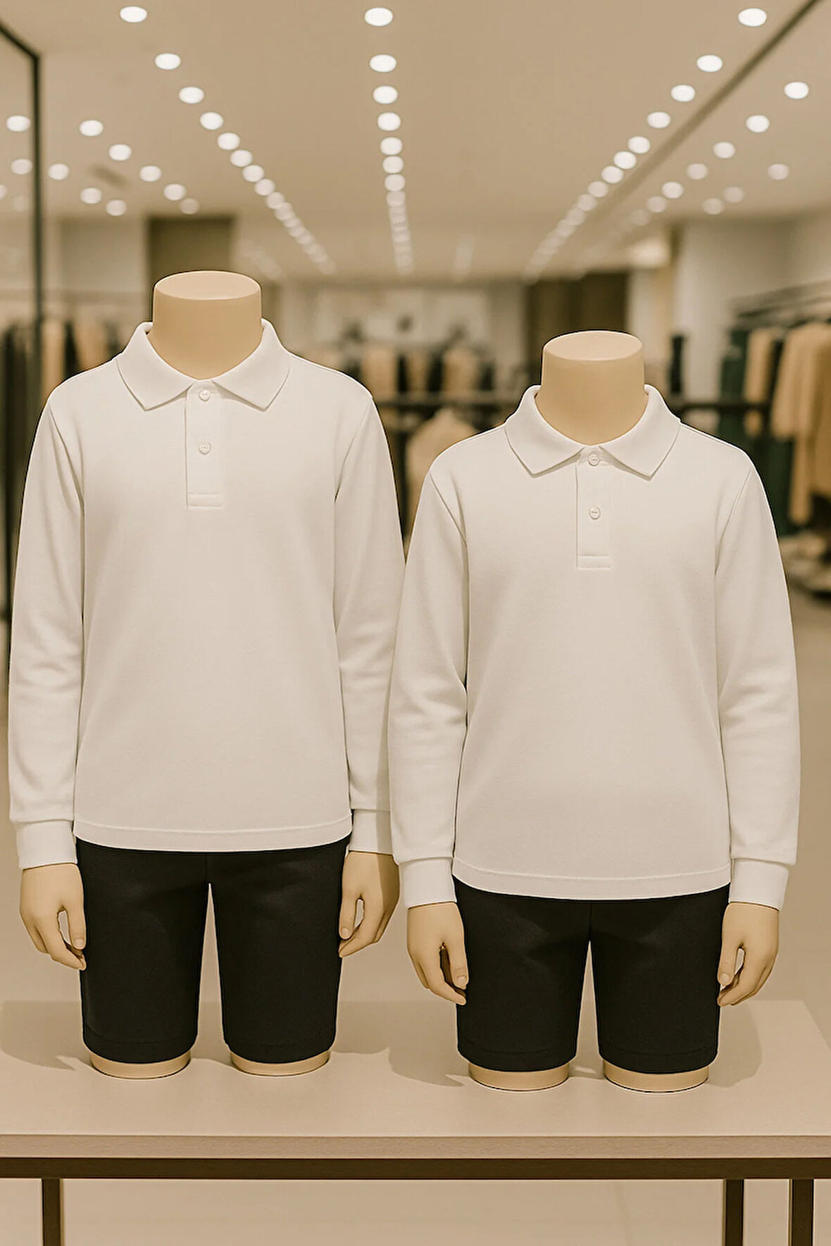 %100 Pamuk 2 Adet Uzun Kollu Polo Yaka Tişört LL.DIC.IN1.002