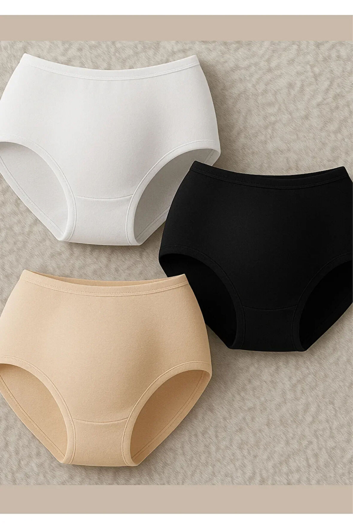 Kadın İç Giyim Penye Elastan 3 Adet Siyah - Beyaz - Ten Hamile Külot LL.K50.O11.001