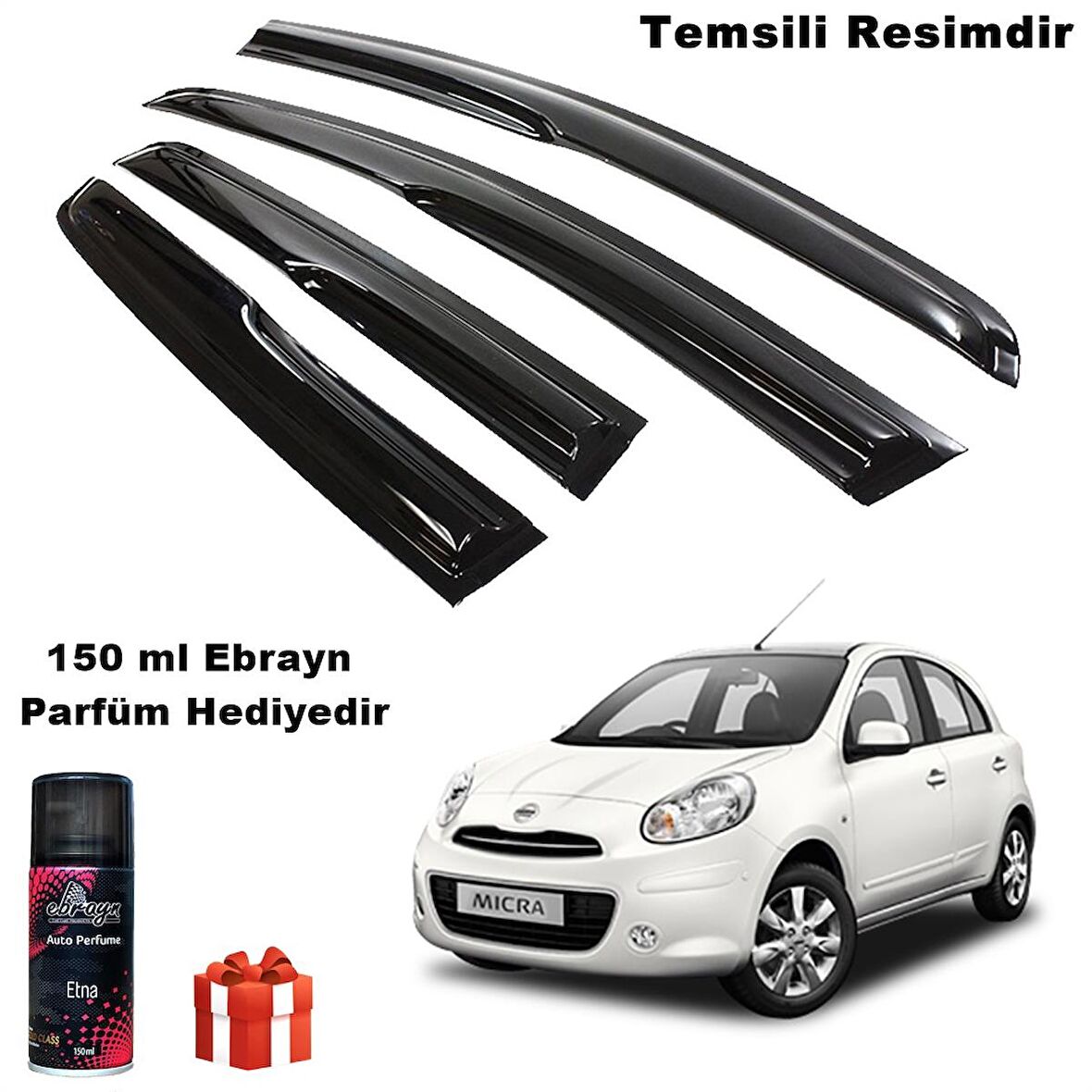 Nissan Micra Mügen Cam Rüzgarlığı 2011-2019 Arası 4 Lü Takım Koku Hediyeli