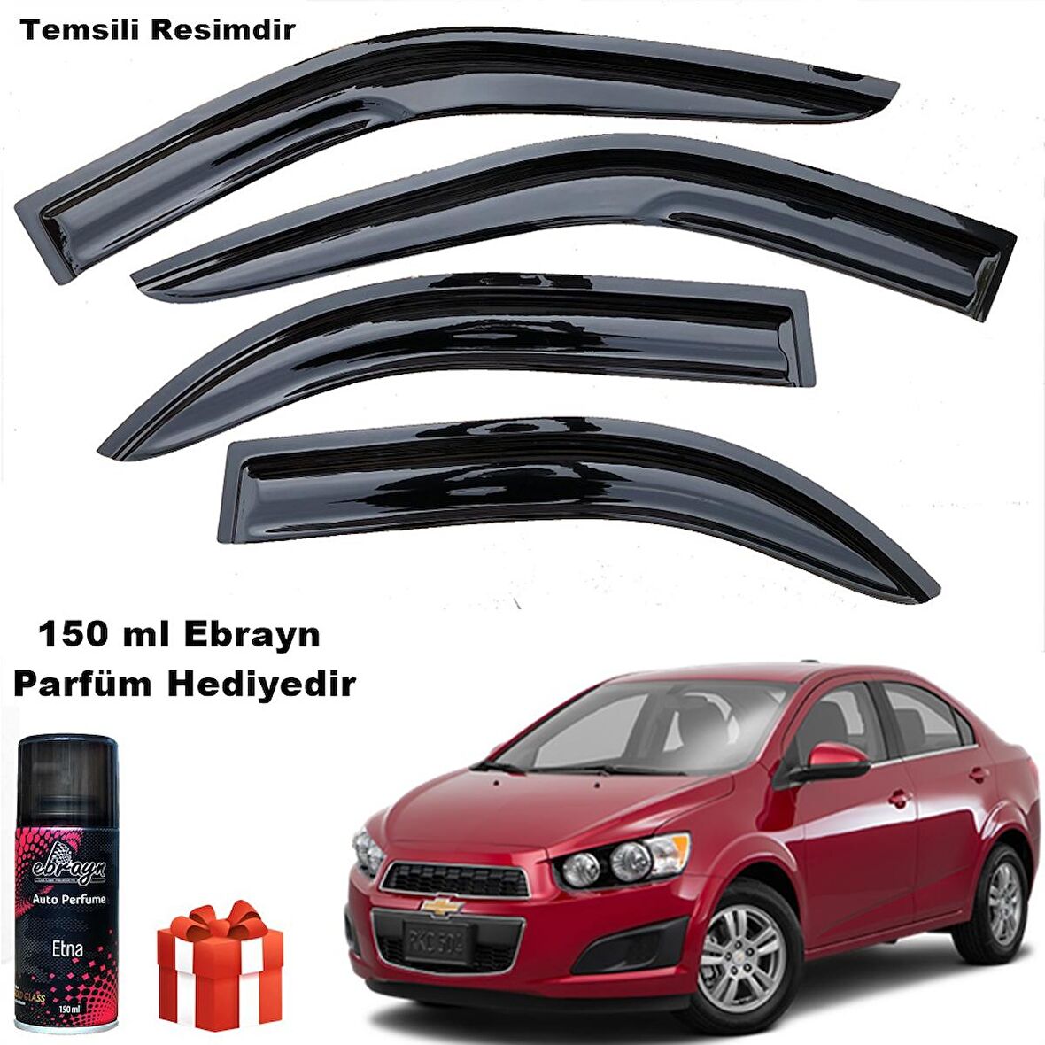 Chevrolet Aveo Mügen Cam Rüzgarlığı Sedan 2012-2020 Arası 4 Lü Takım Koku Hediyeli