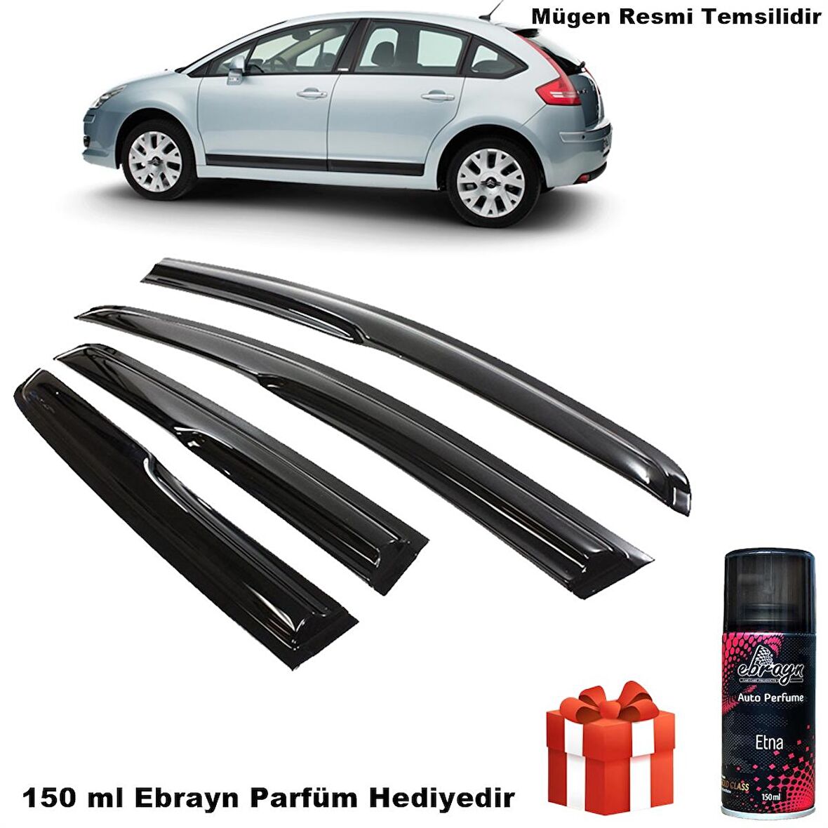 Citroen C4 Mügen Cam Rüzgarlığı Hb 2005-2010 Arası 4 Lü Takım Koku Hediyeli