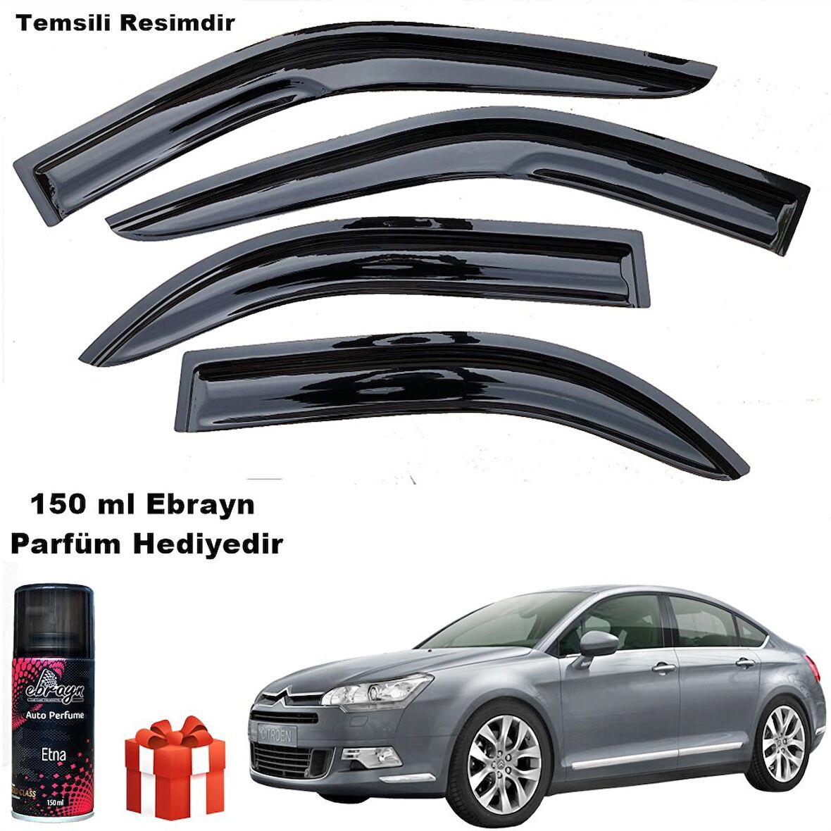 Citroen C5 Mügen Cam Rüzgarlığı Sedan 2008 - 2015 Arası 4 Lü Takım Koku Hediyeli