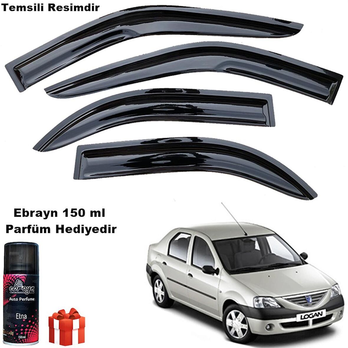 Dacia Logan Mügen Cam Rüzgarlığı Sedan 2004-2012 Arası 4 Lü Takım Koku Hediyeli