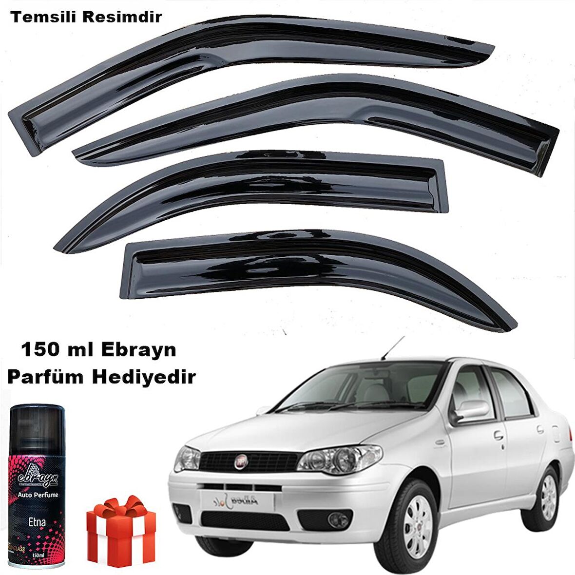 Fiat Albea Mügen Cam Rüzgarlığı 2002-2012 Arası Tüm Kasalar 4 Lü Takım Koku Hediyeli