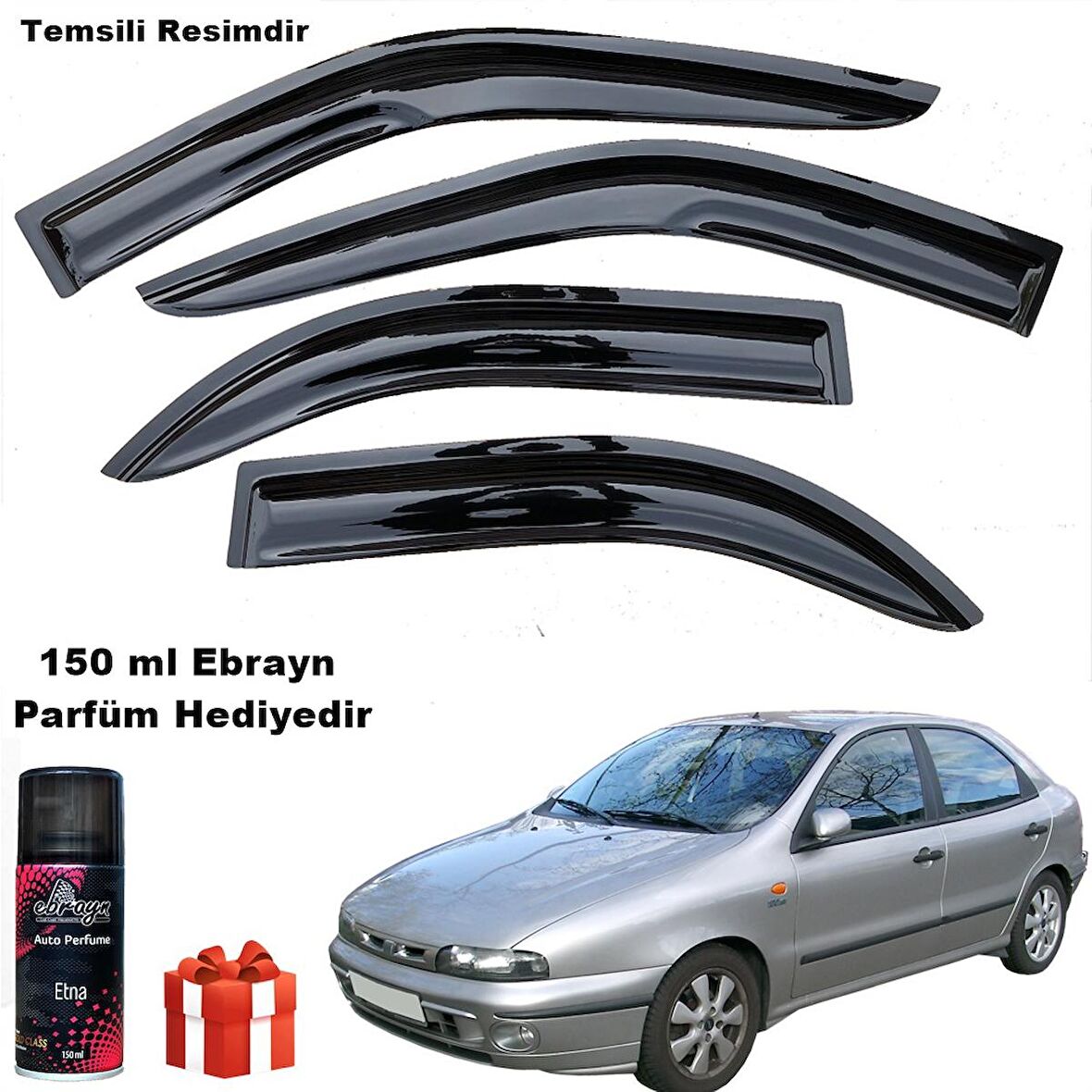 Fiat Brava Mügen Cam Rüzgarlığı 1995 - 2004 Arası 4 Lü Takım Koku Hediyeli