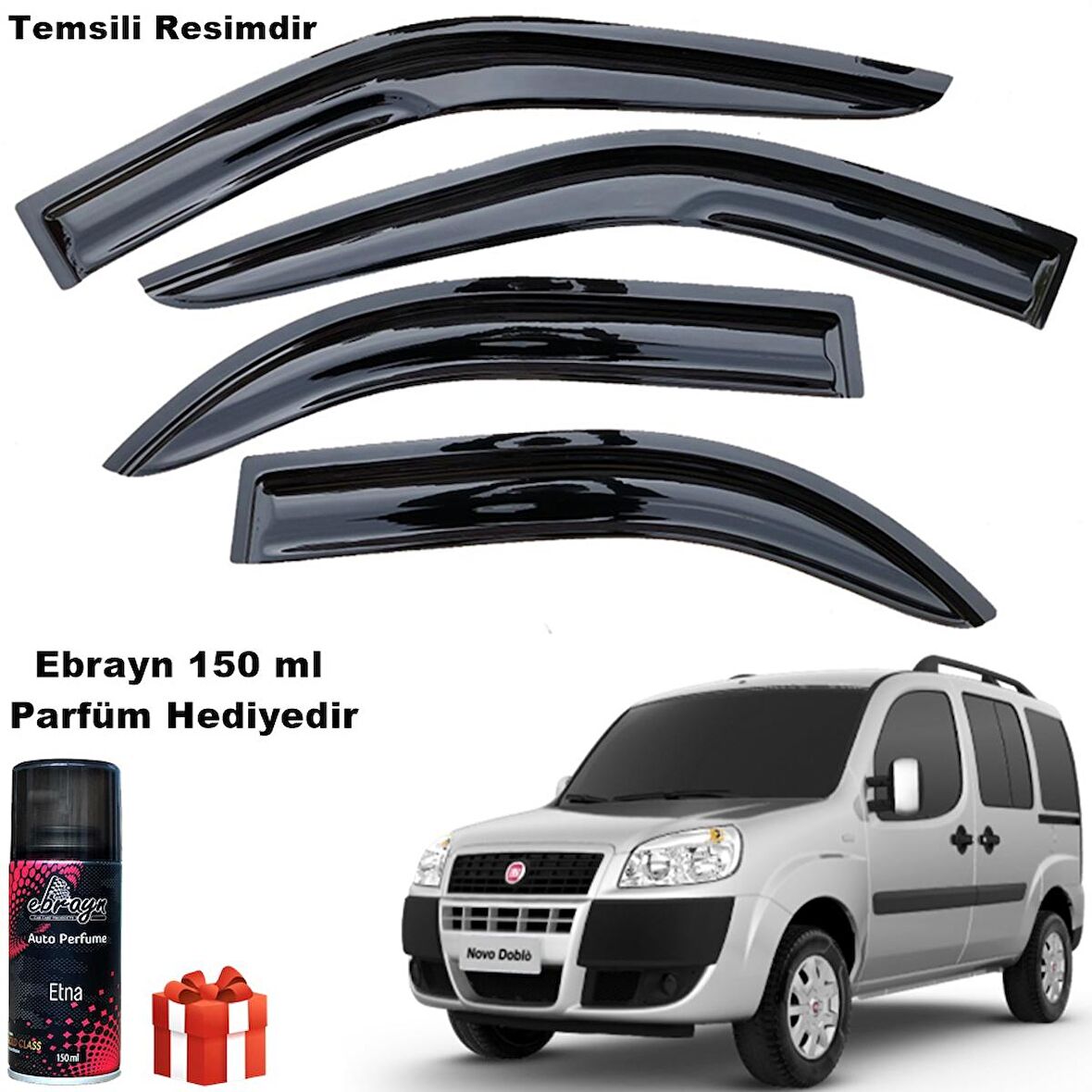 Fiat Doblo 1 Mügen Cam Rüzgarlığı 2000-2009 Arası Ön Iki Camlar 2 Li Takım Koku Hediyeli