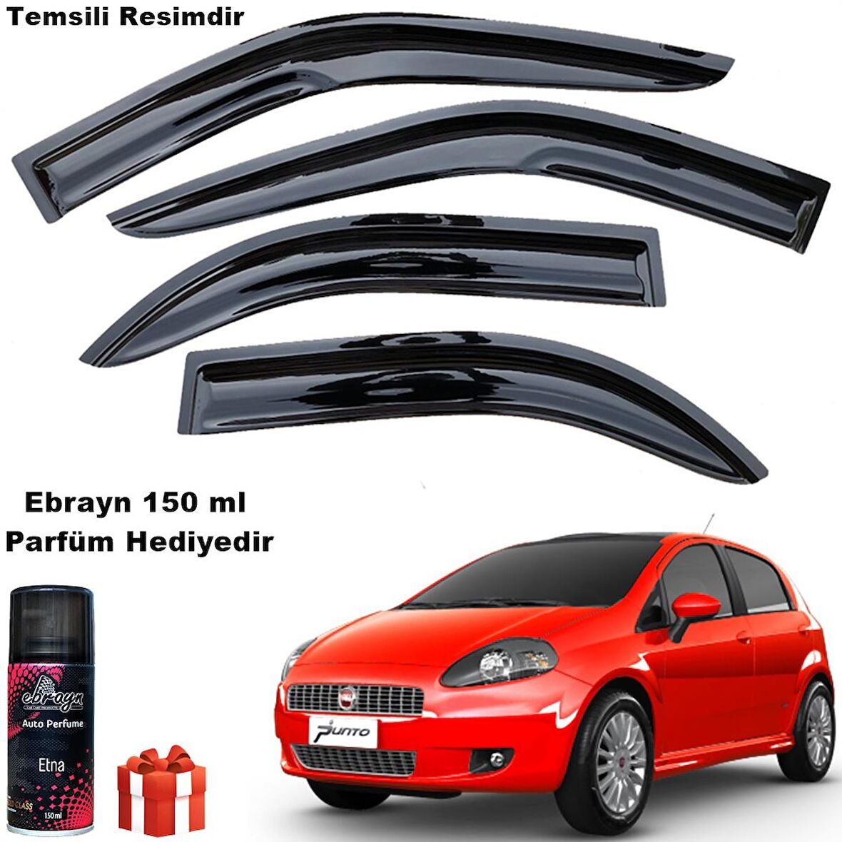 Fiat Punto Ve Punto Evo Mügen Cam Rüzgarlığı 2006 Sonrası 4 Lü Takım Koku Hediyeli