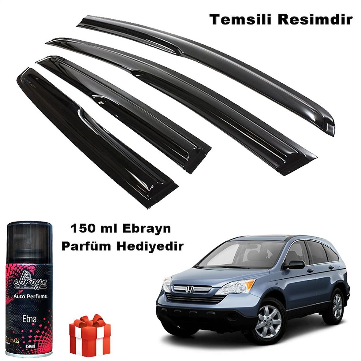 Honda Crv Mügen Cam Rüzgarlığı 2007-2012 Arası 4 Lü Takım Koku Hediyeli