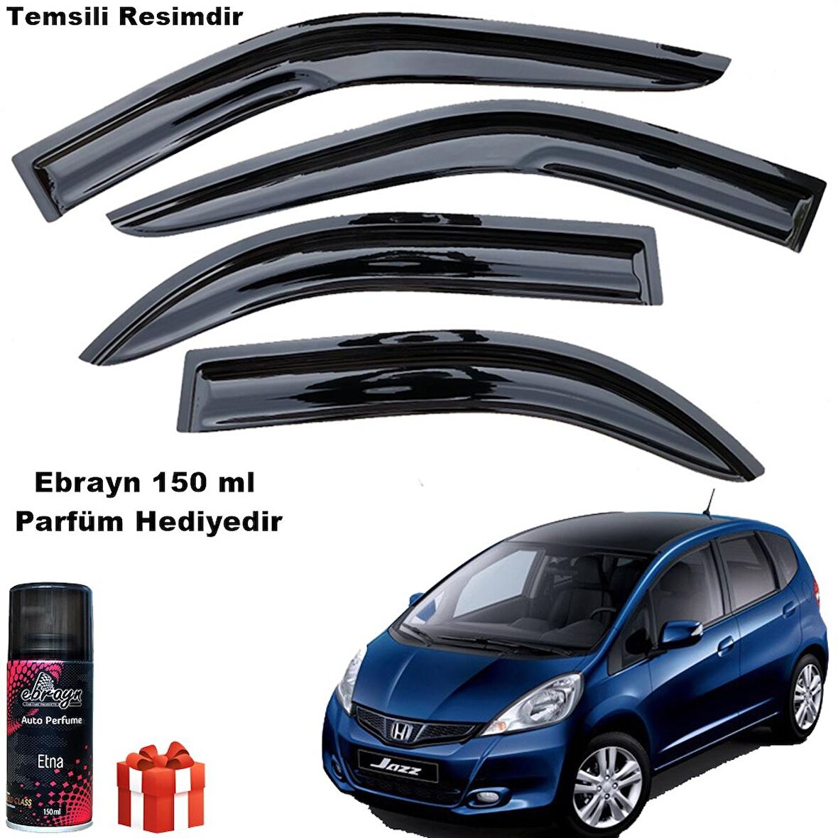 Honda Jazz Mügen Cam Rüzgarlığı 2009 - 2011 Arası 4 Lü Takım Koku Hediyeli