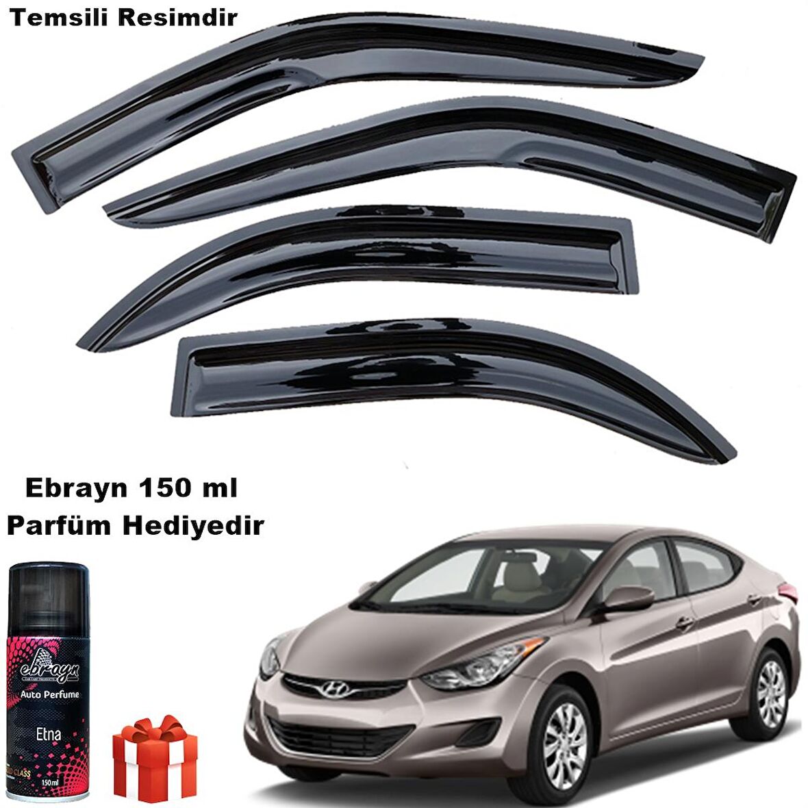 Hyundai Elantra Mügen Cam Rüzgarlığı 2011-2015 Arası 4 Lü Takım Koku Hediyeli