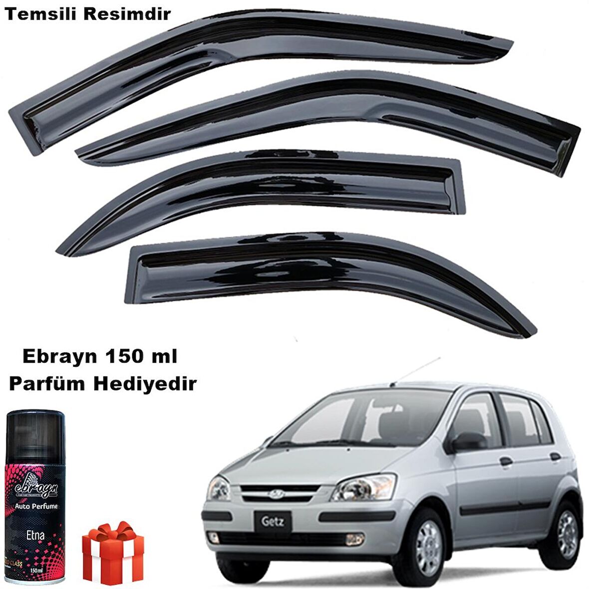 Hyundai Getz Mügen Cam Rüzgarlığı 2002-2011 Arası 4 Lü Takım Koku Hediyeli