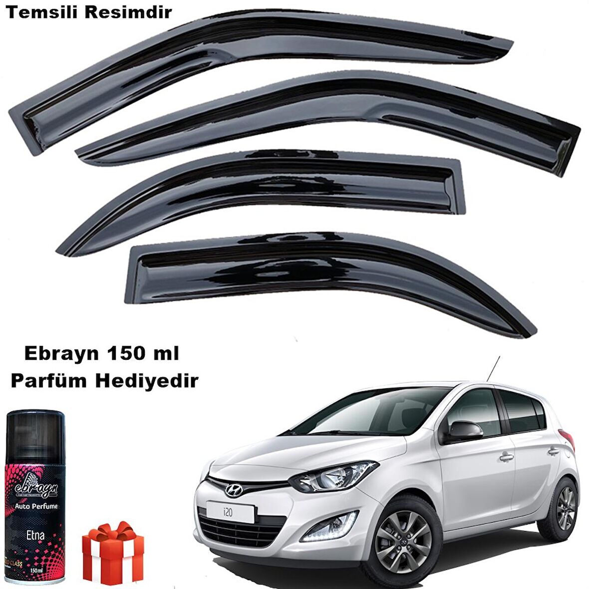 Hyundai I20 Mügen Cam Rüzgarlığı 2012-2014 Arası 4 Lü Takım Koku Hediyeli