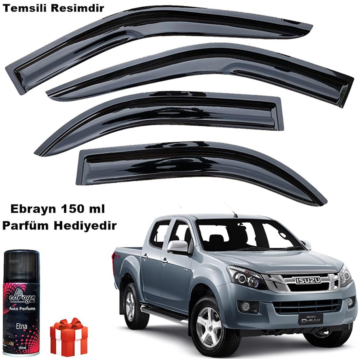 Isuzu D-max Mügen Cam Rüzgarlığı 2013-2020 Arası 4 Lü Takım Koku Hediyeli