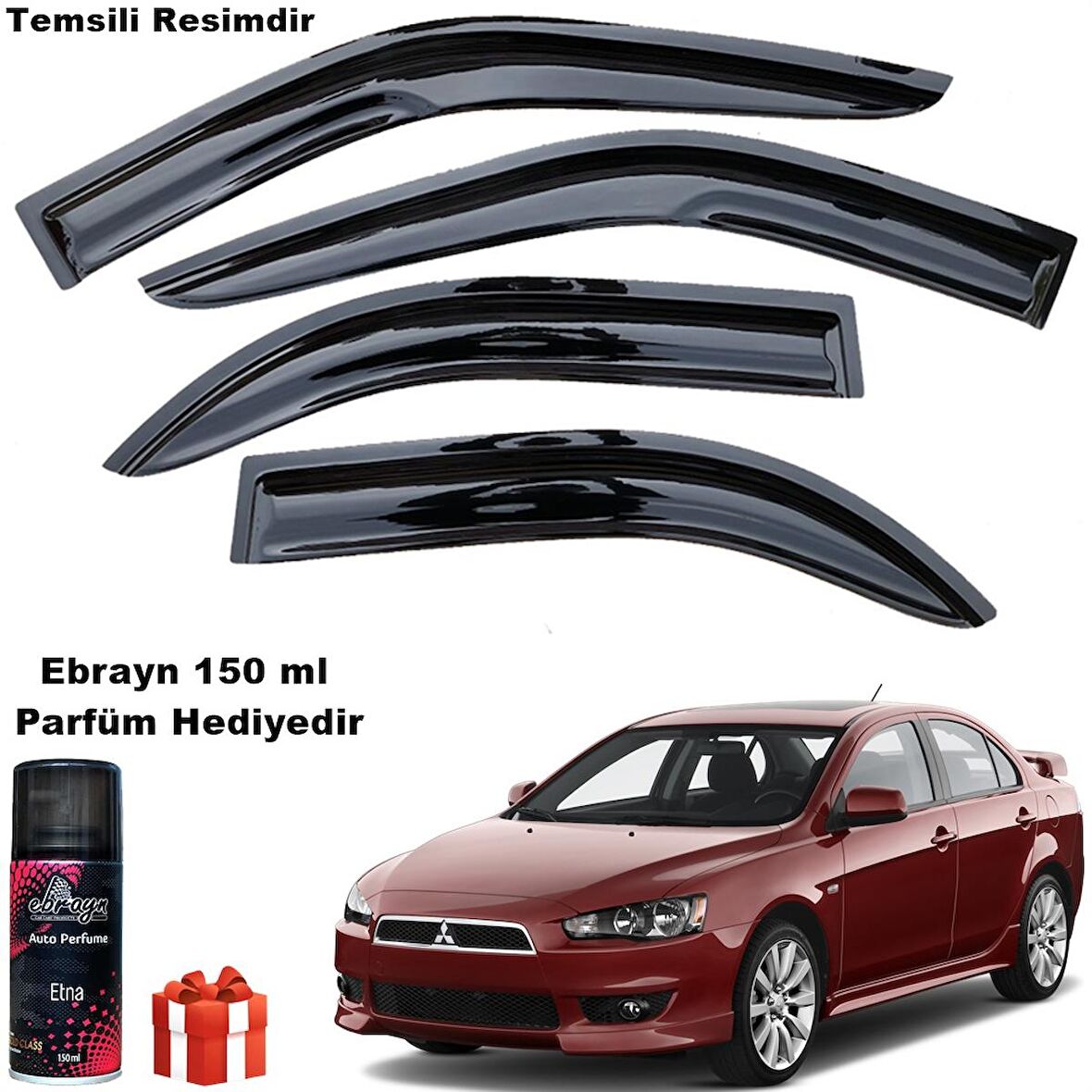 Mitsubishi Lancer Mügen Cam Rüzgarlığı 2008-2015 Arası 4 lü Takım Koku Hediyeli