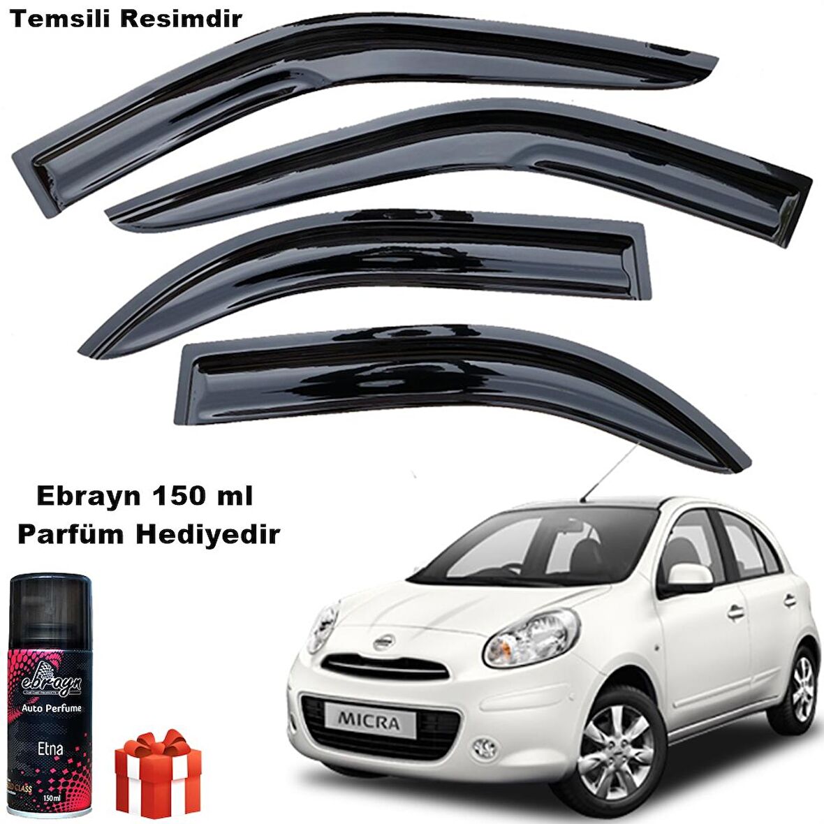 Nissan Micra Mügen Cam Rüzgarlığı 2011 - 2019 Arası 4 Lü Takım Koku Hediyeli