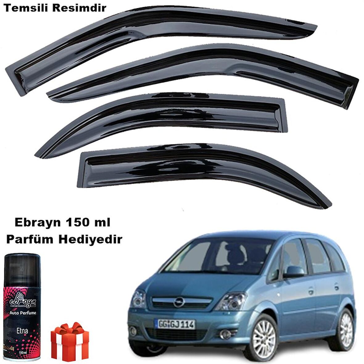 Opel Meriva Mügen Cam Rüzgarlığı 2003 - 2009 Arası 4 Lü Takım Koku Hediyeli