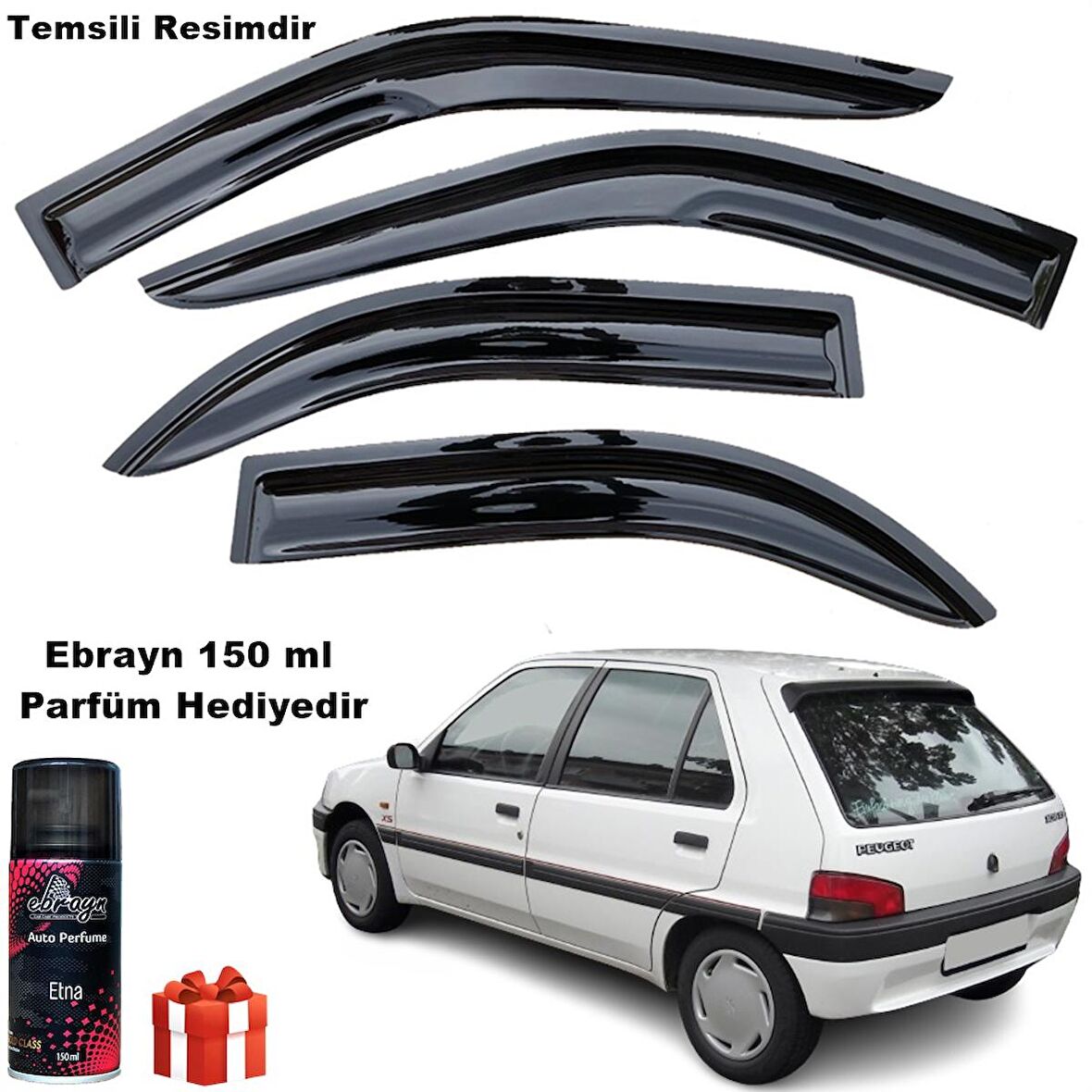 Peugeot 106 Mügen Cam Rüzgarlığı 1992-2002 Arası 4 Lü Takım Koku Hediyeli