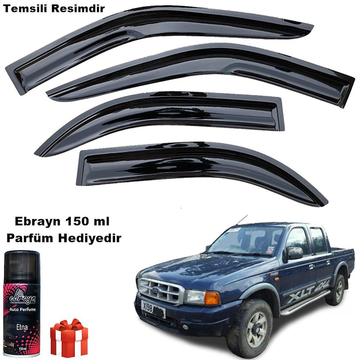 Ranger Mügen Cam Rüzgarlığı 1999-2009 Arası 4 Lü Takım Koku Hediyeli