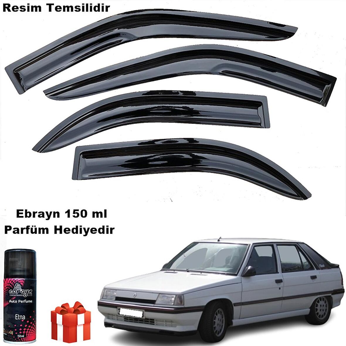 Renault 11 Flash Mügen Cam Rüzgarlığı Tüm Kasalar 4 Lü Takım Koku Hediyeli