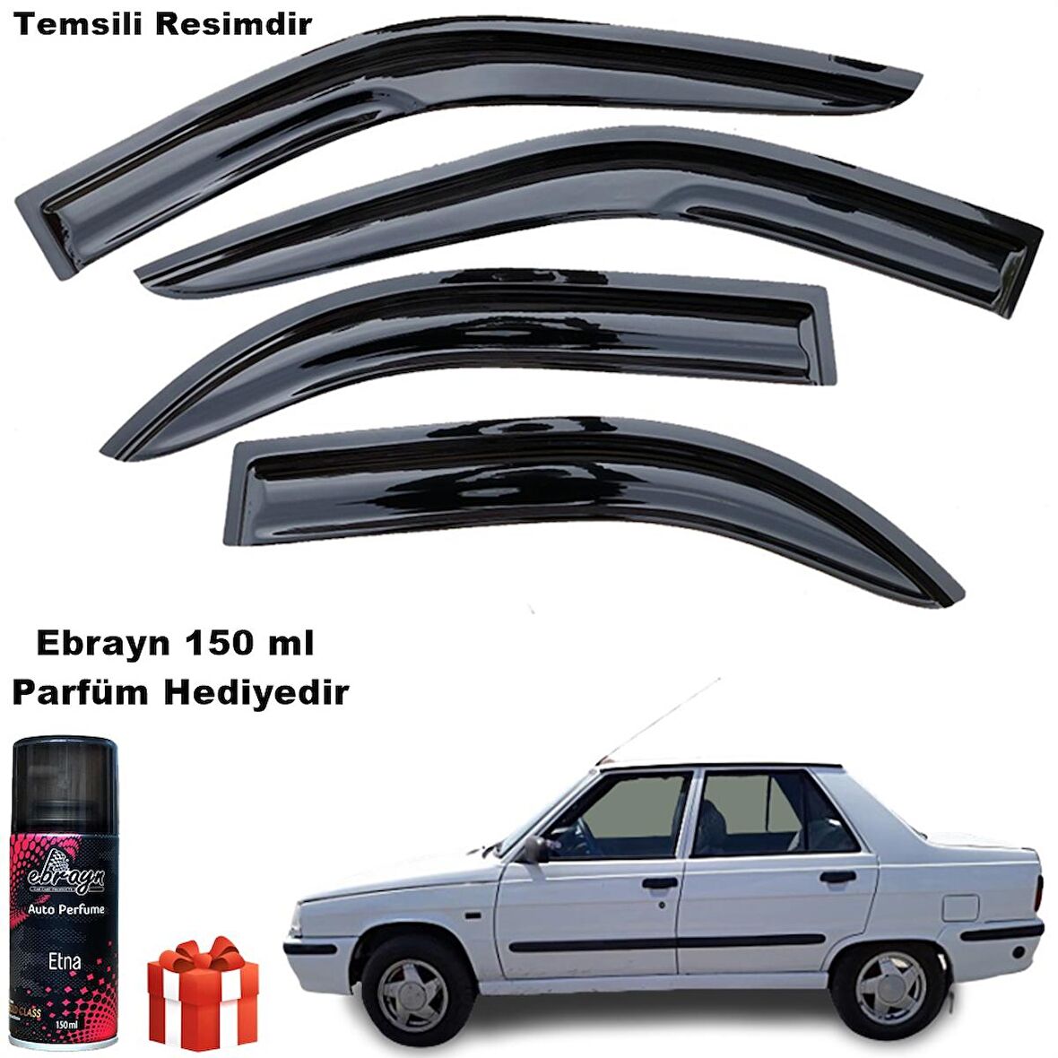 Renault 9 Mügen Cam Rüzgarlığı 4 Lü Takım Koku Hediyeli