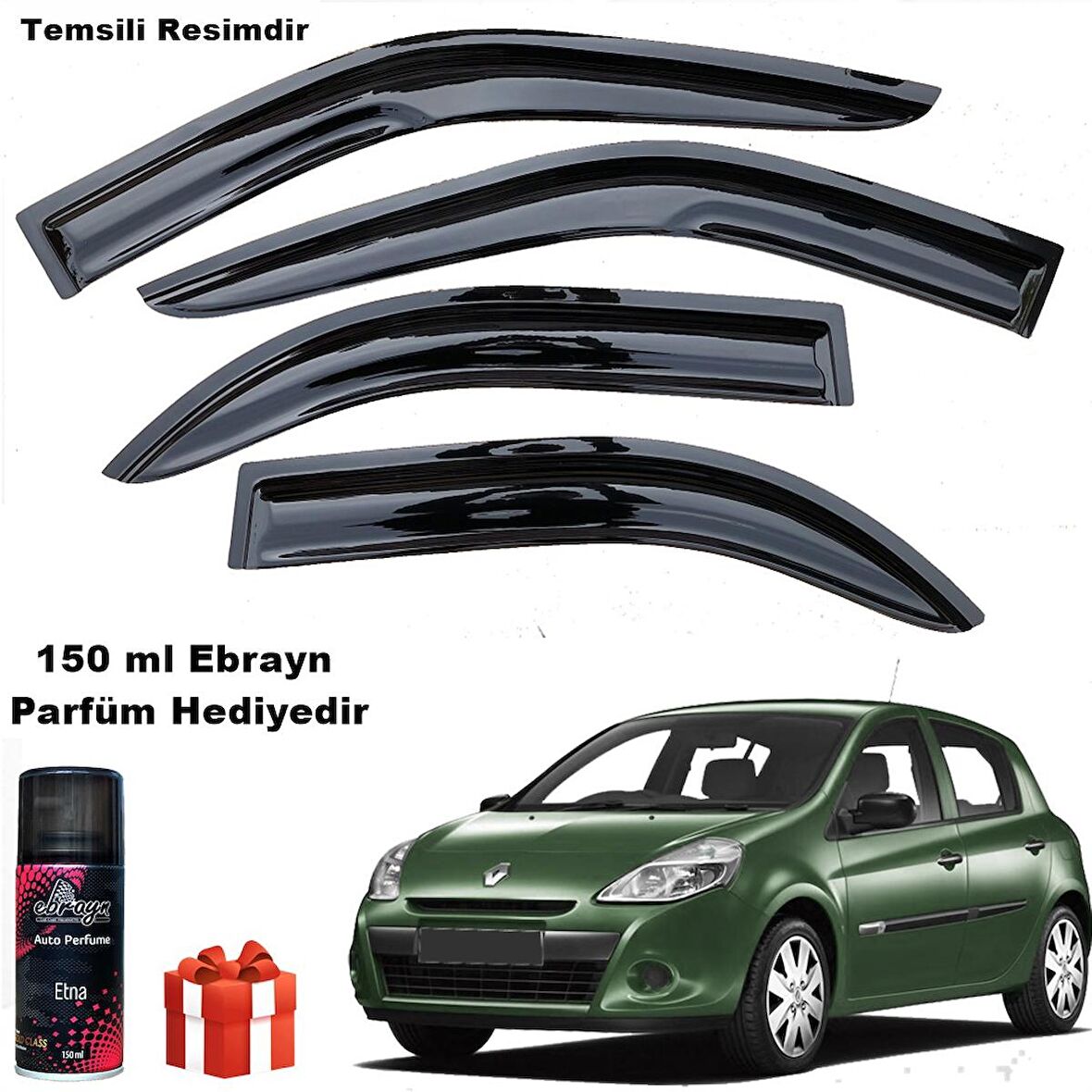 Renault Clio 3 hb Mügen Cam Rüzgarlığı 2006-2012 Arası 4 Lü Takım Koku Hediyeli