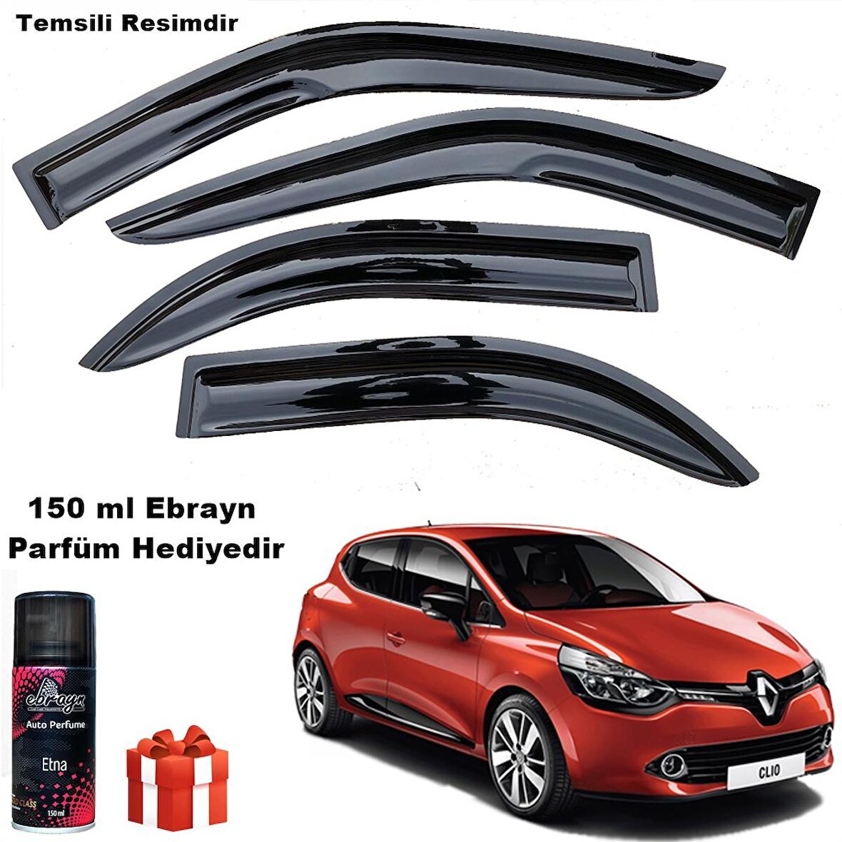 Renault Clio 4 Mügen Cam Rüzgarlığı Hb 2012-2019 Arası 4 Lü Takım Koku Hediyeli