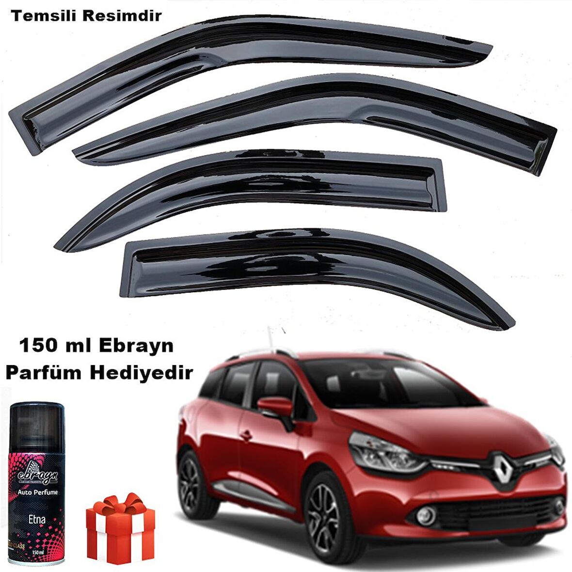 Renault Clio 4 Mügen Cam Rüzgarlığı Stw 2012-2019 Arası 4 Lü Takım Koku Hediyeli