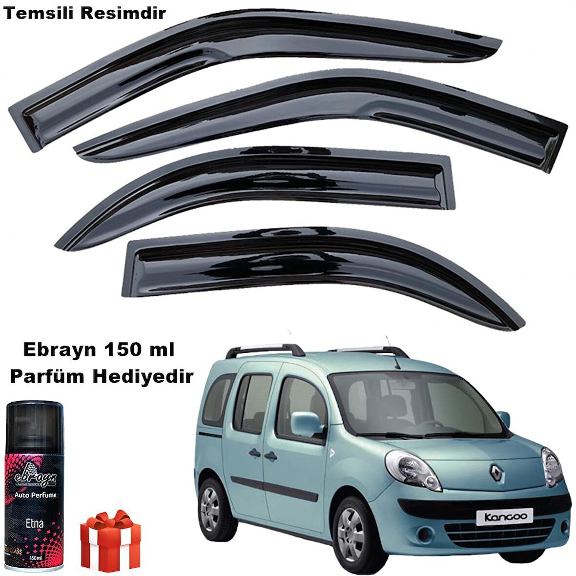 Renault Kangoo 2 Mügen Cam Rüzgarlığı 2008-2020 Arası 4 Lü Takım Koku Hediyeli