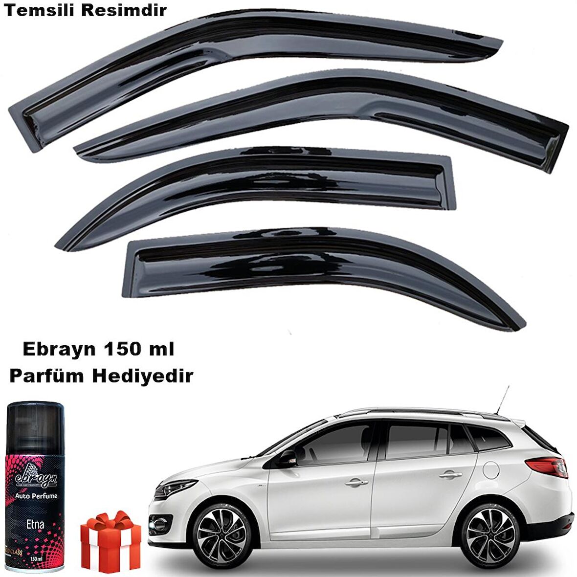 Renault Megane 3 Mügen Cam Rüzgarlığı Stw 2010-2016 Arası 4 Lü Takım Koku Hediyeli