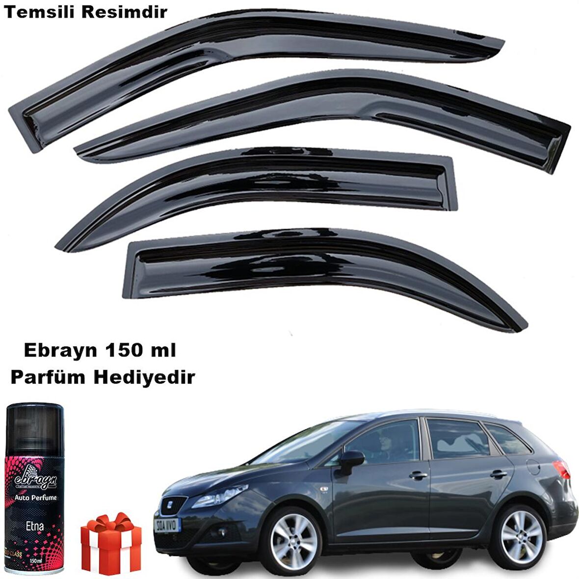 Seat Ibiza Mügen Cam Rüzgarlığı ( Uzun Kasa ) Stw 2009 - 2017 Arası 4 Lü Takım Koku Hediyeli