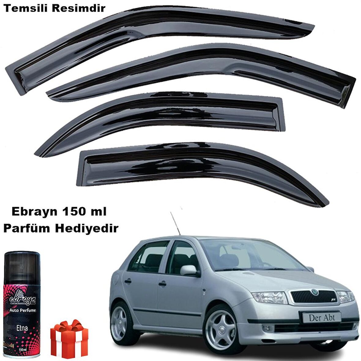 Skoda Fabia Mügen Cam Rüzgarlığı Hb 2000-2009 Arası 4 Lü Takım Koku Hediyeli