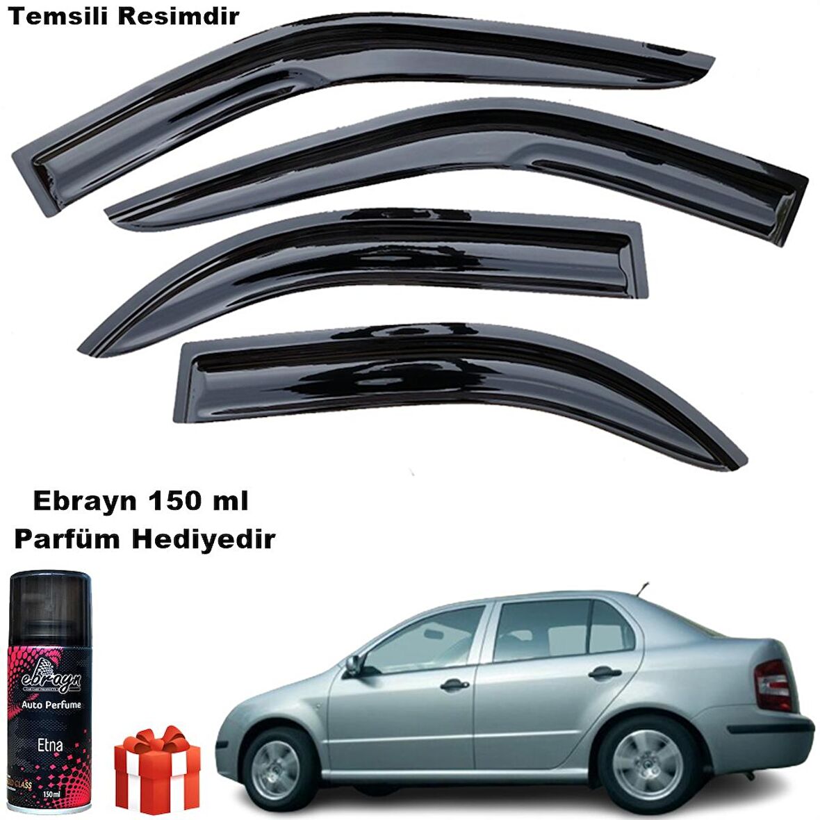 Skoda Fabia Mügen Cam Rüzgarlığı Sedan 2000-2009 Arası 4 Lü Takım Koku Hediyeli