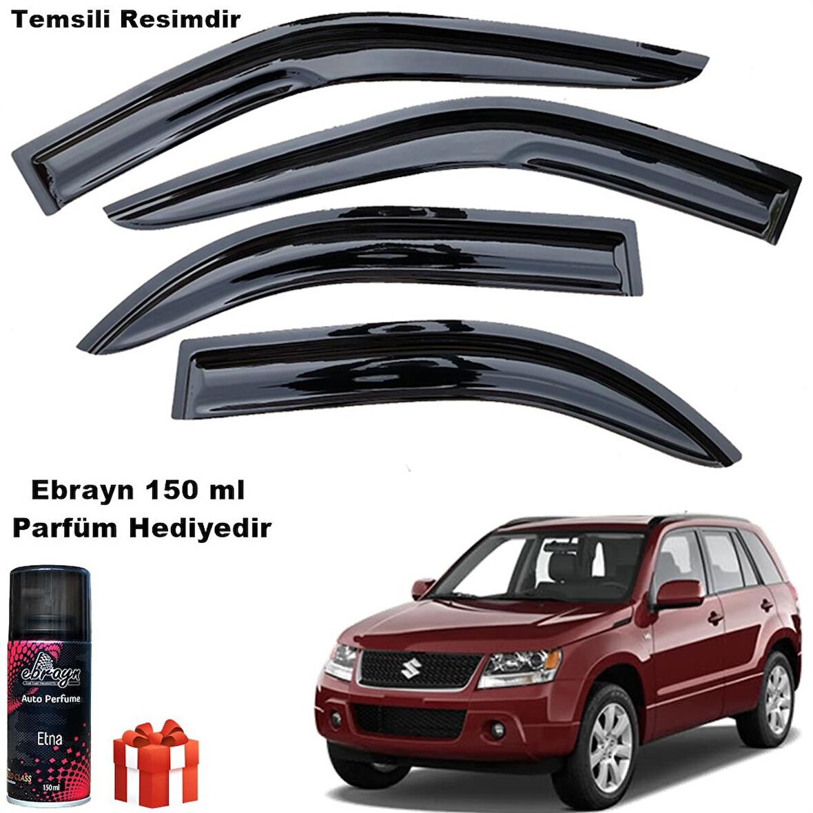 Suzuki Grand Vitara Mügen Cam Rüzgarlığı 2006-2012 Arası 4 Lü Takım Koku Hediyeli