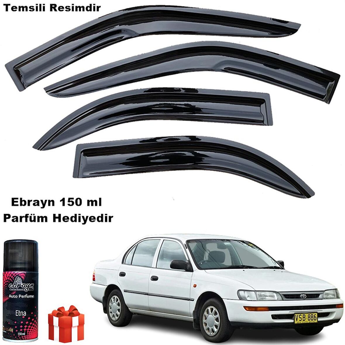 Toyota Corolla Mügen Cam Rüzgarlığı 1993-1998 Arası 4 Lü Takım Koku Hediyeli