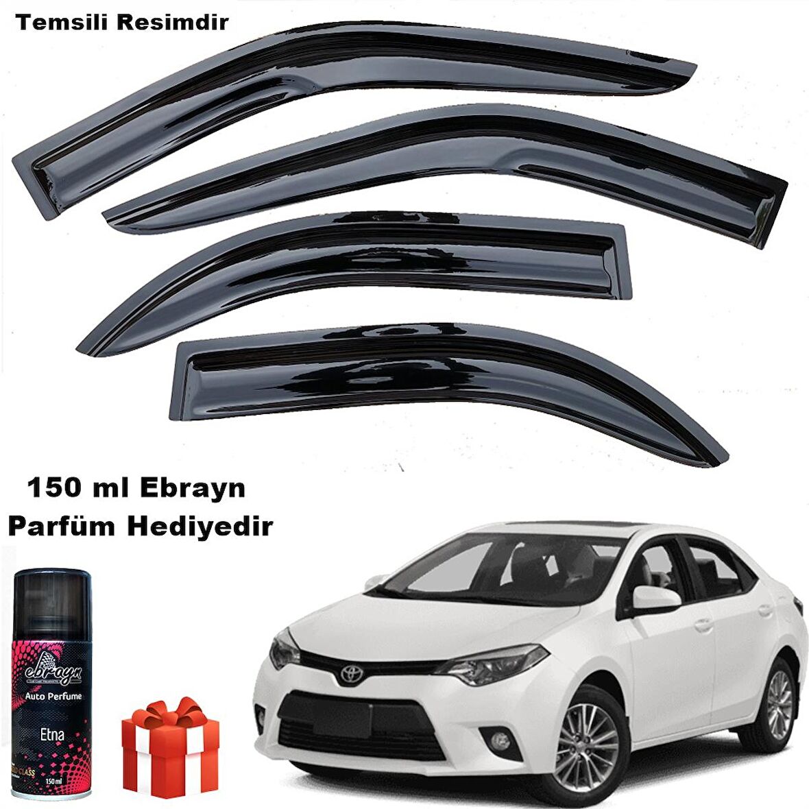 Toyota Corolla Mügen Cam Rüzgarlığı 2013 - 2018 Arası 4 Lü Takım Koku Hediyeli