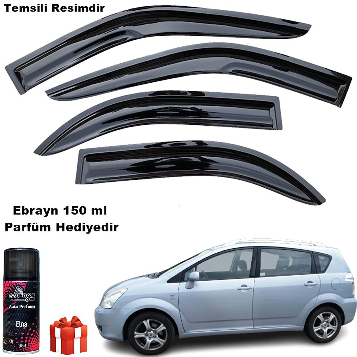 Toyota Verso Mügen Cam Rüzgarlığı 2004-2009 Arası 4 Lü Takım Koku Hediyeli