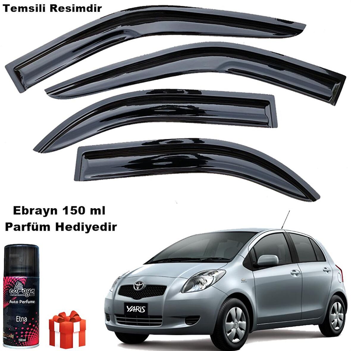 Toyota Yaris Mügen Cam Rüzgarlığı Hb 2006-2012 Arası 4 Lü Takım Koku Hediyeli