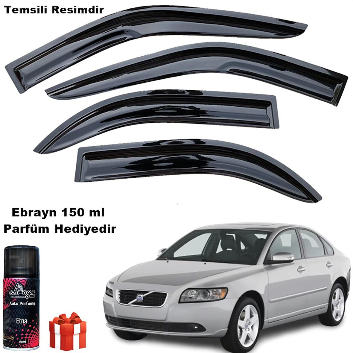Volvo S40 Mügen Cam Rüzgarlığı 2005 - 2012 Arası 4 Lü Takım Koku Hediyeli