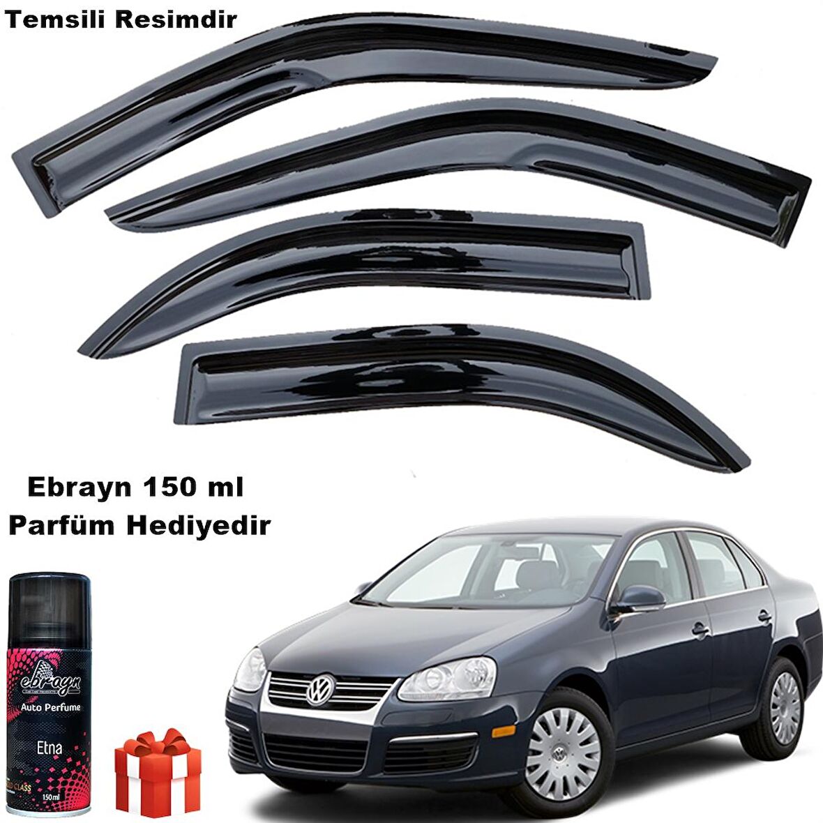 Vw Jetta Mügen Cam Rüzgarlığı 2006-2011 Arası 4 Lü Takım Koku Hediyeli