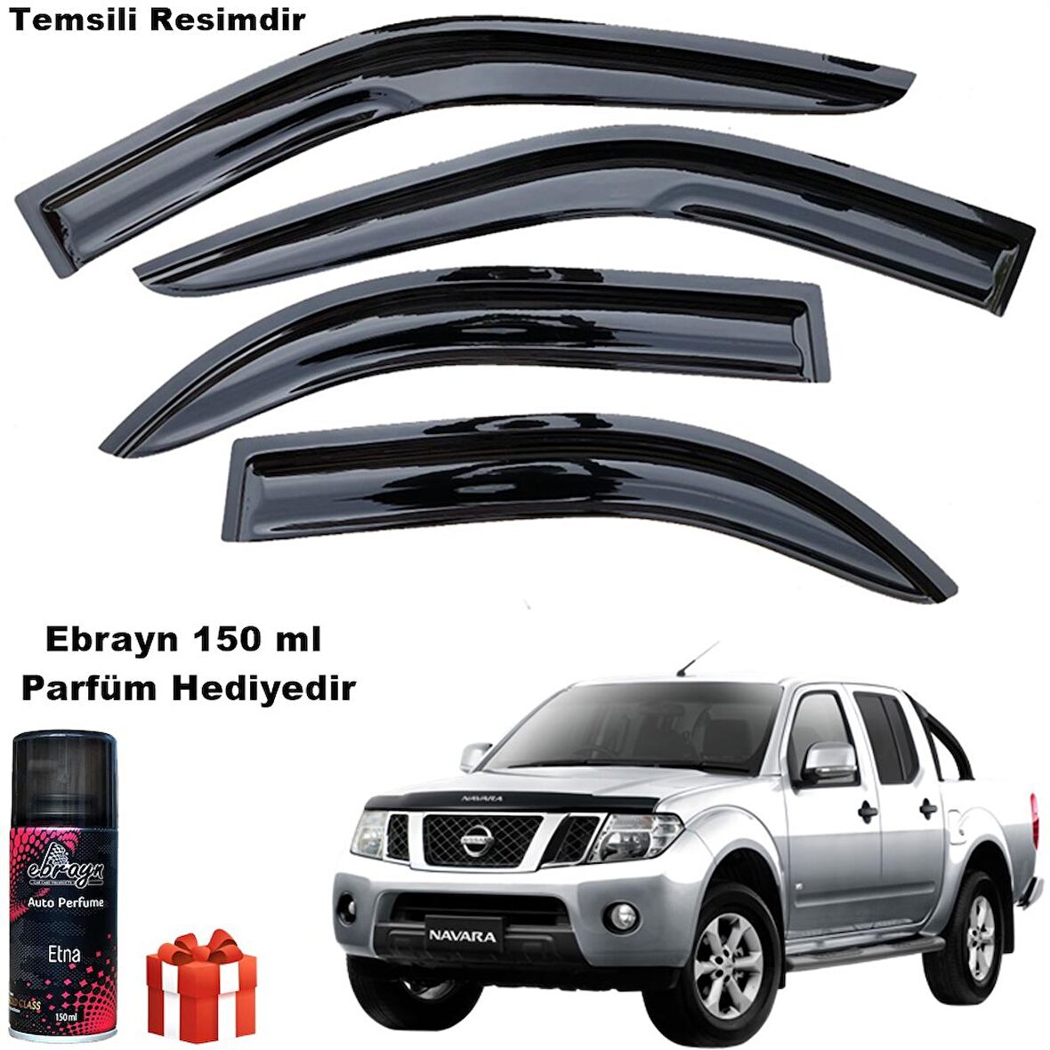 Nissan Navara Mügen Cam Rüzgarlığı 2006-2013 Arası 4 Lü Takım Koku Hediyeli